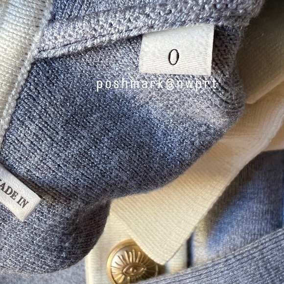 SANDRO Cher Coatigan Cardigan Jacket Sweater Top Bleu Ciel Blue White 0 XS - Picture 6 of 14